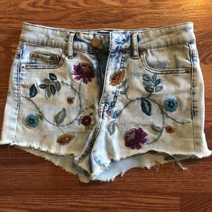 Aeropostle embroidered boho cut off jean shorts 2
